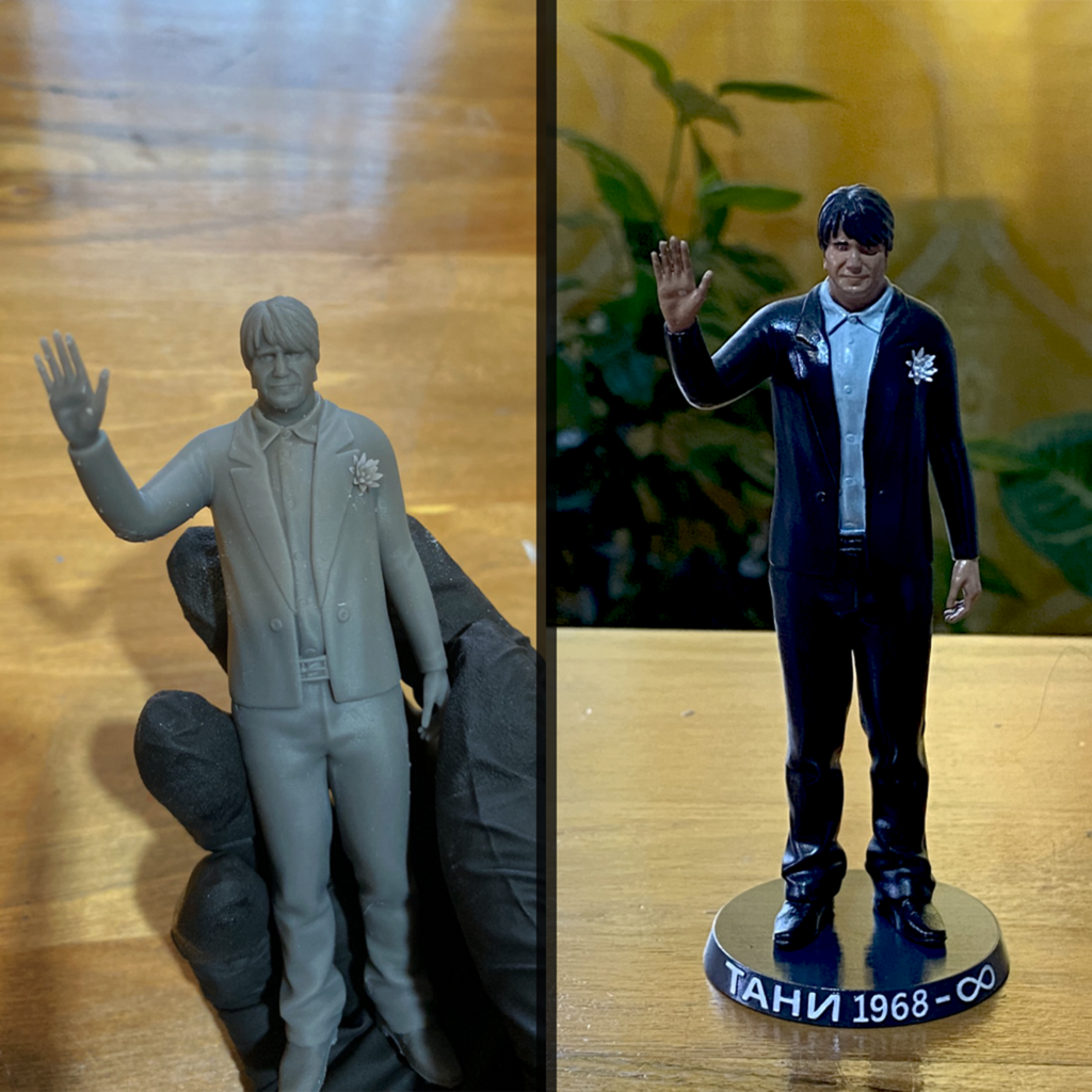 3d фигура по снимка - сравнение между суров 3d принт и готова ръчно боядисана фигурка на човек